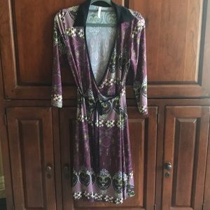 Purple retro print dress